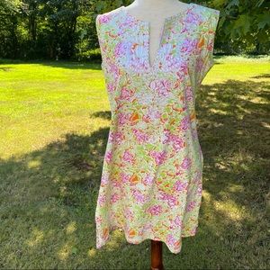 BARBARA GERWIT DRESS SLEEVELESS WHITE GREEN PINK Size L